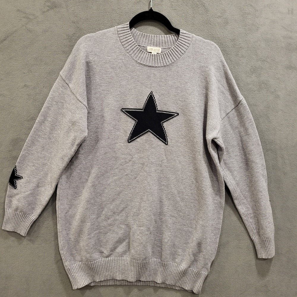 Justify Black Pullover Sweater Women's‎ Size XL Stars Warm Cozy Comfy Casual
